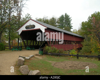 Covered Bridge Over The Swift River at Conway New Hampshire United States America USA Stock Photo