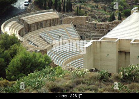 View of Sagunto Sagunt amphitheatre & acropolis Comunitat Comunidad Valenciana España Spain Europe Stock Photo