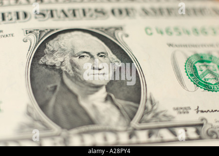 portrait of george washington on us one dollar note Stock Photo