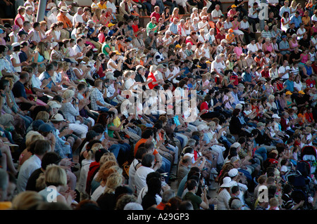 Audience at dolphin show, Loro Parque, Puerto de la Cruz, Tenerife, Canary Isles. Stock Photo