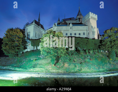 Bojnice Castle of Slovakia at night 12 century Stock Photo
