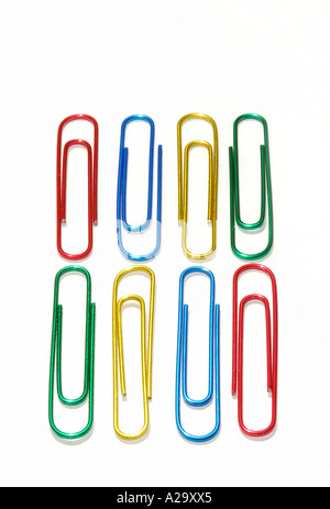 Multicolored paper clips, close-up Stock Photo