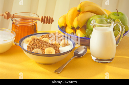 BREAKFAST CEREAL SETTING Stock Photo