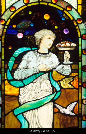 Part of a stained glass window originally from the Chester Woodward house in Topeka, Kansas. Stock Photo