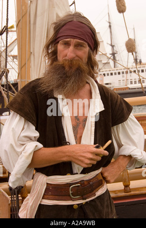Deck hand on pirate ship in annual Carnaval festival, Mission District ...