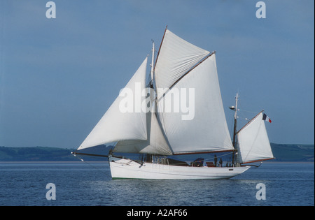 The French navy owned gaff yawl Mutin a former tuna fishing boat Stock Photo