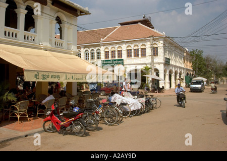 Cambodia Siem Reap restored French colonial shop houses near Psar Chaa old market Stock Photo