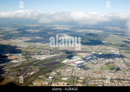 Aerial view of South Africa's Western Cape terrain, including the Great Rift Valley, close to Cape Town. Stock Photo