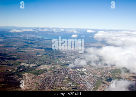 Aerial view of South Africa's Western Cape terrain, including the Great Rift Valley, close to Cape Town. Stock Photo