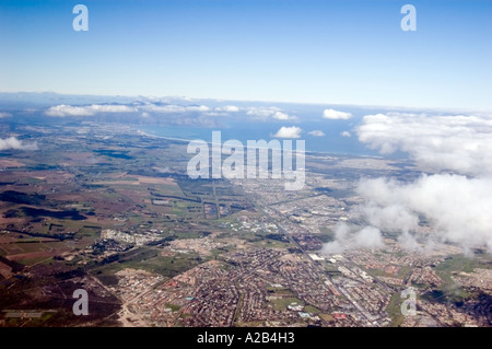 Aerial view of South Africa's Western Cape terrain, including the Great Rift Valley, close to Cape Town. Stock Photo