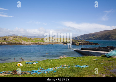 Small natural fishing harbour in Garnish Bay on Ring of Beara Garnish Point Co Cork Stock Photo