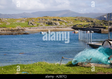 Fishing net by small natural fishing harbour in Garnish Bay on Ring of Beara route Garnish Point Co Cork Stock Photo
