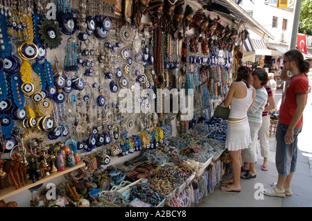 holiday makers at the gift shops on the streets of Bodrum in Turkey Stock Photo