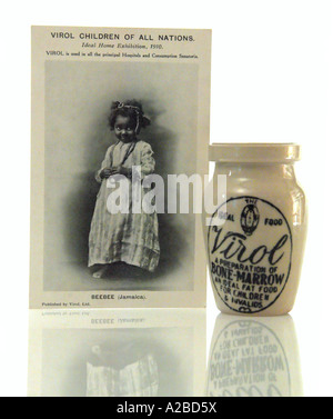 Virol Advertising Card and Virol Pot early 20th Century Stock Photo