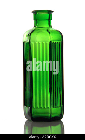 Old Ridged Victorian Green Glass Poison Bottle Stock Photo