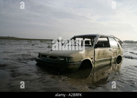 DUMPED CAR Cumbria UK Stock Photo