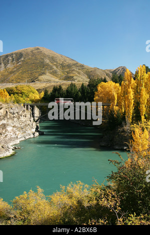 Autumn Colours Victoria Bridge Kawarau River Kawarau Gorge South Island New Zealand Stock Photo