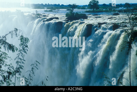 the Victoria Falls seen from Zambia in Africa Stock Photo