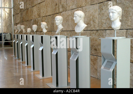 Roman Busts in the controversial new Richard Meier designed protective building covering the historic Ara Pacis in Rome Stock Photo