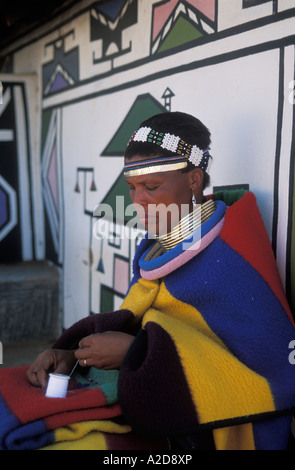 Ndebele woman, Botshabelo Ndebele village, South Africa Stock Photo