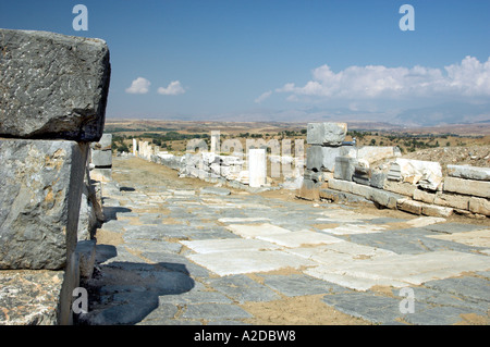 The historic main street and the ruins of Antiochia in Pisidia near ...