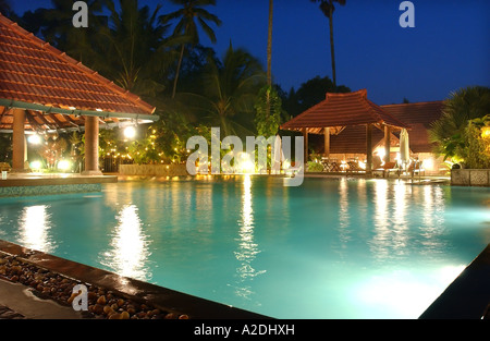 Swimming pool at Poovar Island Beach Resort near Trivandrum Kerala India Stock Photo