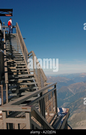 Aiguille du Midi, a popular tourist spot below the Mont Blanc Stock Photo