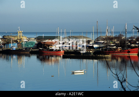 BANGOR GWYNEDD NORTH WALES UK January Looking across to Porth Penrhyn from Bangor Marina on the Menai Strait Stock Photo