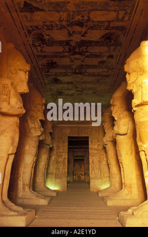 AF, Egypt, Abu Simbel. Statues Ramesses II, Hypostyle Hall in Great Temple. Stock Photo