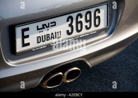 Dubai car number plate Porsche Stock Photo