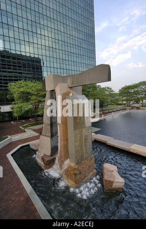 Stonehenge style Fountain below the Seagate One building in Toledo Ohio Stock Photo