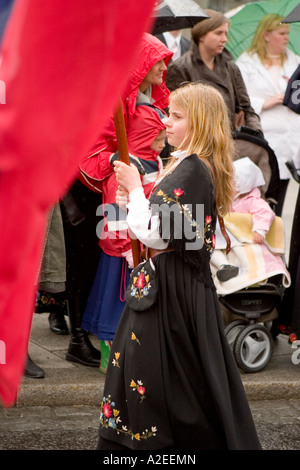 A girl in a traditional norwegian costume on the 17th of May Norway s independance day Stock Photo