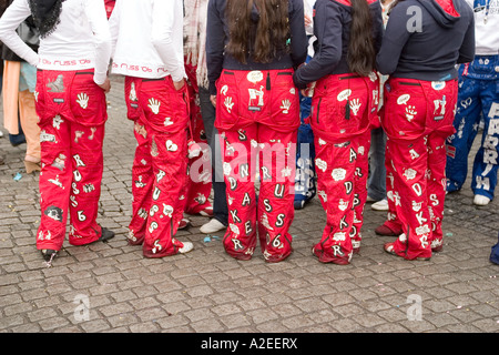 A large gathering of Russ the graduating class in Oslo Norway in front of the city hall on the Norwegian Independence day 17th M Stock Photo