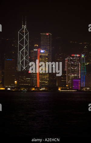 dh  CENTRAL HONG KONG Hong Kong Harbour waterfront at night Stock Photo