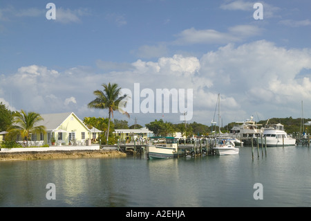 BAHAMAS, Abacos, Loyalist Cays, Green Turtle Cay, White Sound: Green Turtle Club & Marina View Stock Photo