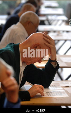 A CONTESTANT AT THE TIMES NATIONAL CROSSWORD COMPETITION CUP DURING THE CHAMPIONSHIPS IN CHELTENHAM UK 2006 Stock Photo