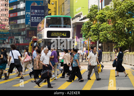dh Yee Wo street CAUSEWAY BAY HONG KONG People zebra crossing pedestrian crossing crowd pedestrians road Stock Photo