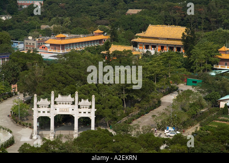 dh Po Lin Monastery LANTAU HONG KONG Gateway temple buildings and grounds island view Stock Photo