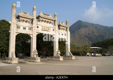 dh Po Lin Monastery LANTAU HONG KONG Large gateway facade to temple china gates island Stock Photo