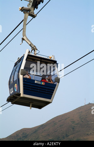 dh Ngong Ping 360 village LANTAU HONG KONG Tourist viewing from Skyrail Pod Capsule cable car Stock Photo