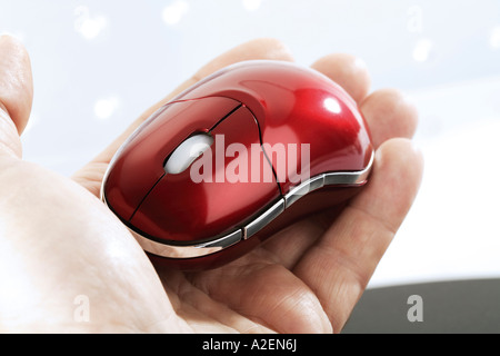 Man holding PC mouse Stock Photo