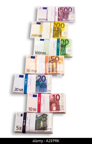 Bunches of Euro notes Stock Photo