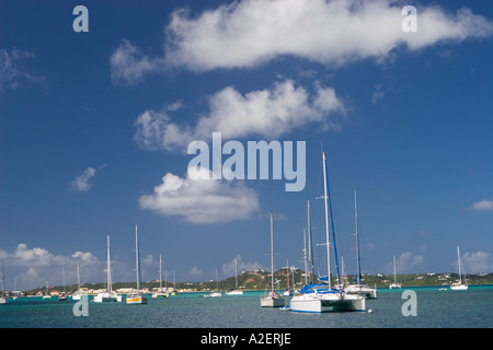 Sailboats in the harbor in Marigot, St. Martin. Stock Photo