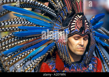 Portrait of dancer wearing headdress at Indian Summer Festival Milwaukee Wisconsin USA Stock Photo