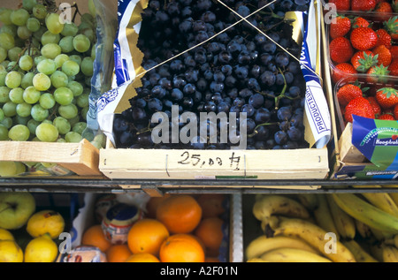 Closeup of fruit on display at market Stock Photo