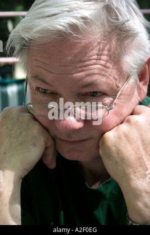 Man worried about bad economy. Clitherall Minnesota USA Stock Photo
