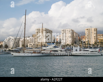 Pleasure craft in the harbour in Estepona Andalusia Spain Stock Photo