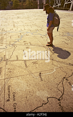 Map of Tennessee carved in granite in Tennessee Map Plaza Bicentennial Capitol Mall State Park Nashville USA Stock Photo