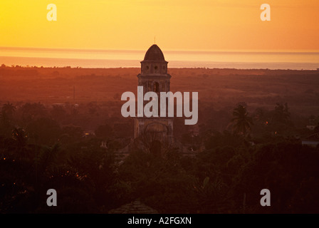View from Ermita de Nuestra Senora de la Candelaria de la Popa over Trinidad to the sea, Trinidad, Cuba Stock Photo