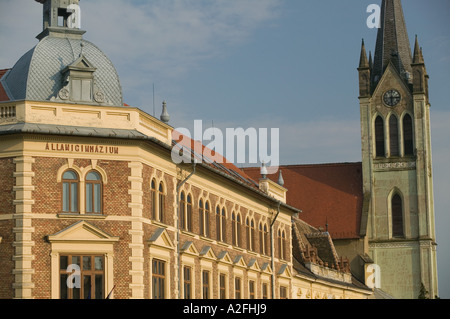 HUNGARY, Lake Balaton Region, KESZTHELY: Fo ter Square, View of Former Franciscan Church Stock Photo